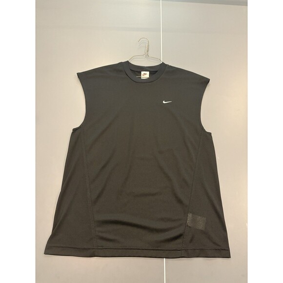 Vintage Nike Tank Top M Black Center Swoosh Rare Gym Basketball Jersey Mens 90s - Picture 1 of 5